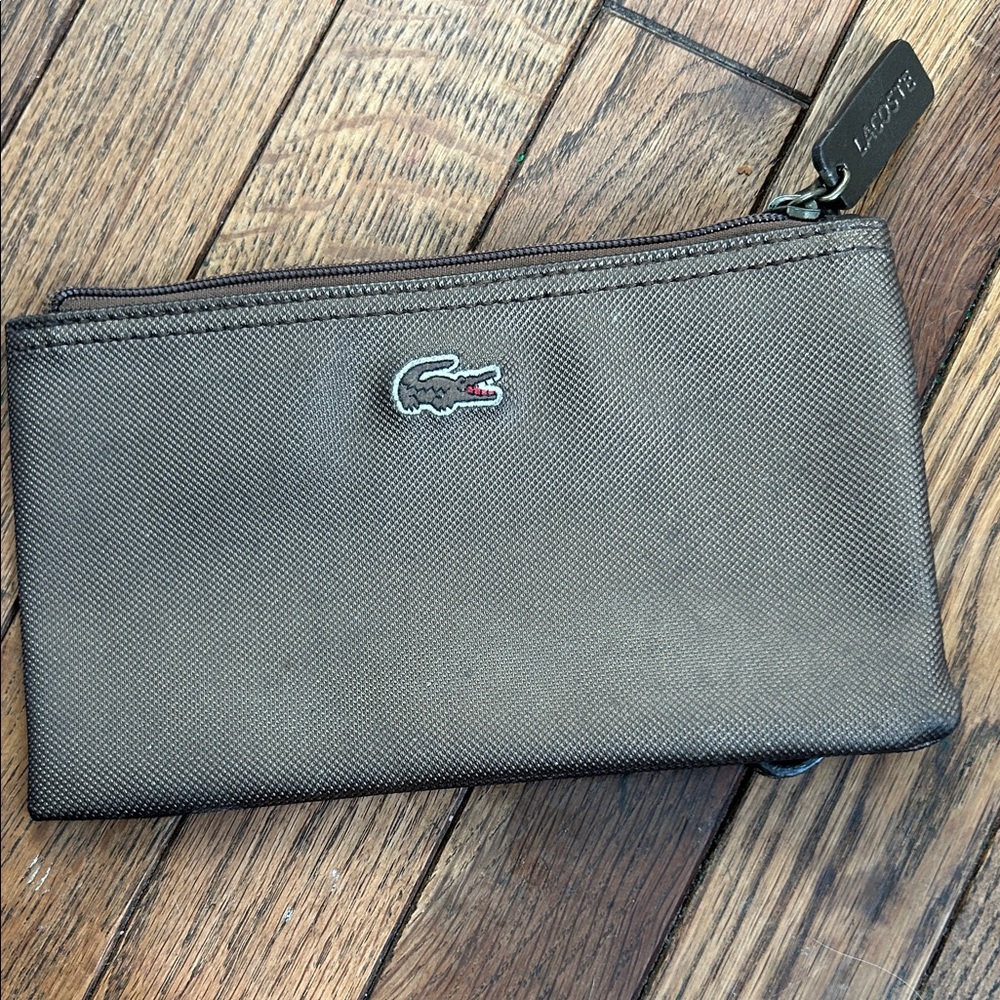 Lacoste Brown Wristlet Clutch